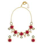 Gold-Plated Austrian Diamonds Studded Meenakari Jewellery Set