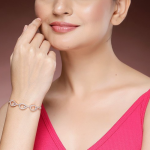 Rose Gold-Plated Silver Toned Sleek Design with Dazzling Diamonds Bracelet